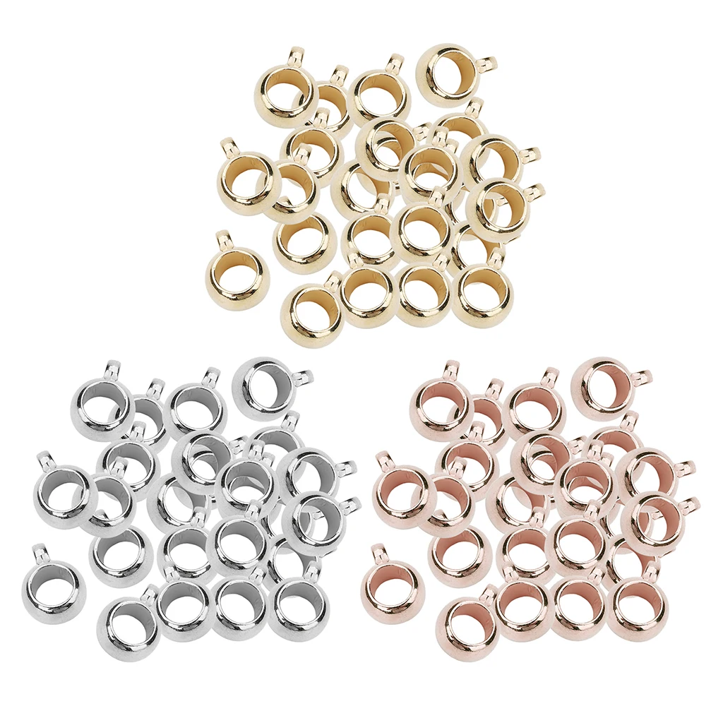 200 Pieces Metal Plated Bail Beads,Spacer Bead,Bead Hanger Fit Charm European Bracelet Necklace