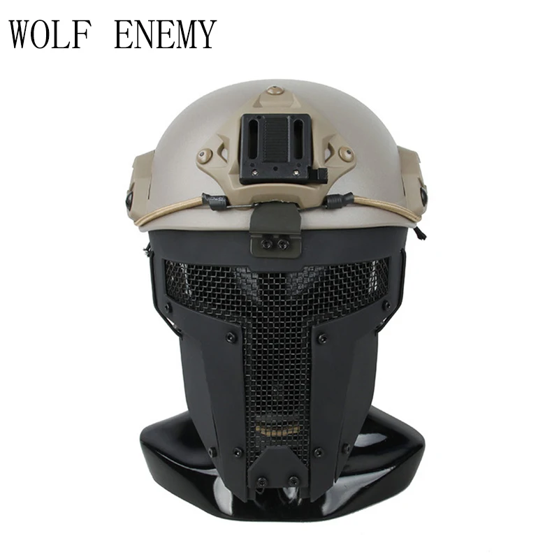 Airsoft Tactical Mesh Mask Full Face Steel Mask FAST Helmet Maskin
