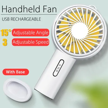 

2 in 1 Portable Mini USB Handheld Desktop Fan 3 Wind Speed Modes Angle adjustable Cooler Outdoor Travel White/Light /blue/Pink,