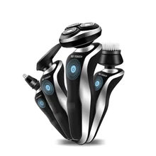 4 в 1 Электробритва Моющаяся Бритва мужская бритвенная машина с зажим для носа триммер для мытья лица 3D роторная бритва