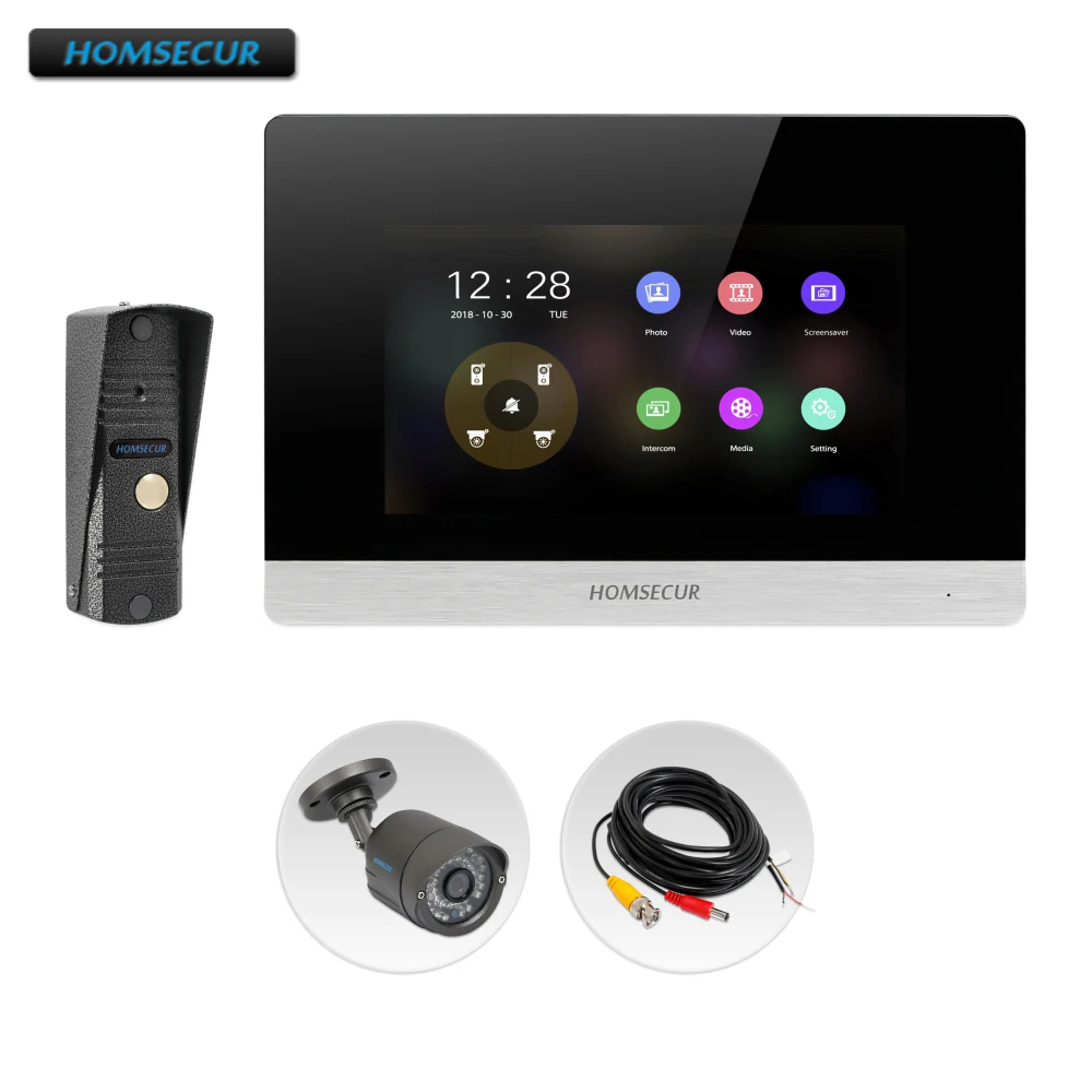 

HOMSECUR 4 Wire AHD Hands-free Video Door Phone Intercom System with 1.3MP Silver Camera BC011HD-S+BM716HD-S