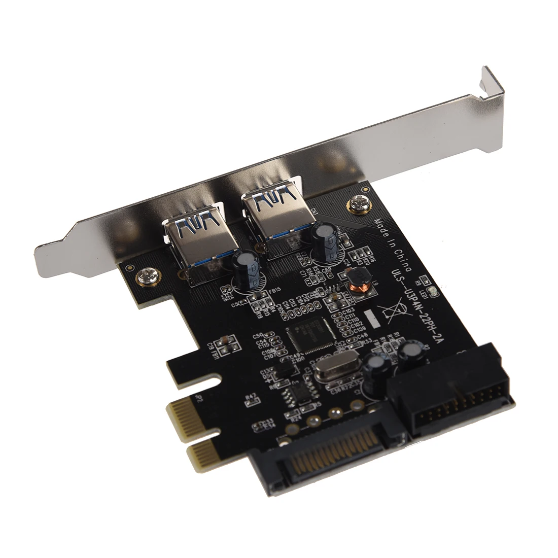 

SuperSpeed 2-Port USB 3.0 PCI-E PCI Express Card and 19-pin USB3.0 with 4-pin/15-pin SATA Connector for Digital Products