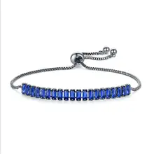 Регулируемый драгоценный камень циркон затягивающийся браслет веревка 925 стерлингового серебра ручной цепи M01-BR0401