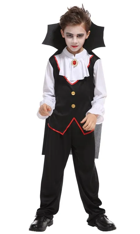 Костюм для косплея «Принц-вампир» для мальчиков, костюм с накидкой, комплект с платьем на Хэллоуин, Детский костюм для ролевых игр, вечерняя косплей одежда