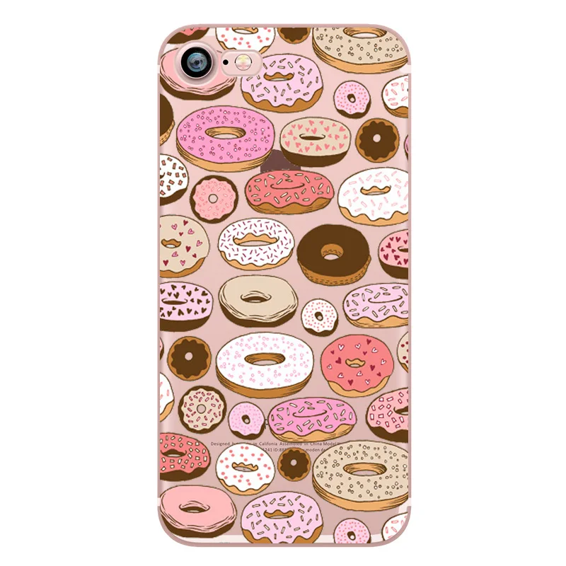 Food Donuts Chocolate Ice Cream Pattern Cartoon Funny Soft Silicone TPU Mobile Phone Case for Apple iphone 5S 7 6s 6 plus 7plus (9)