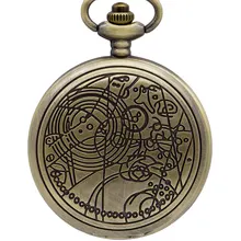 PB338 Бронзовый Доктор Кто Стиль Мода кварцевые карманные часы с цепочкой ожерелье кулон лучший подарок Fob часы# CF1023