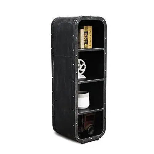 4 الرف مفتوحة خزانة ، أثاث صناعي خزانة تخزين معدنية ، 4-الطبقة الرف المنظم ، خزانة صغيرة ، أسود