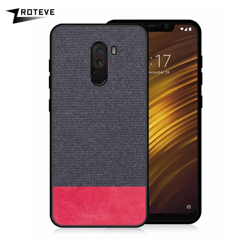 

For Pocophone F1 Case Silicone TPU Edge Canvas Back Cover Fashion Cloths Fabric Case For Xiaomi Pocophone F1 Cover