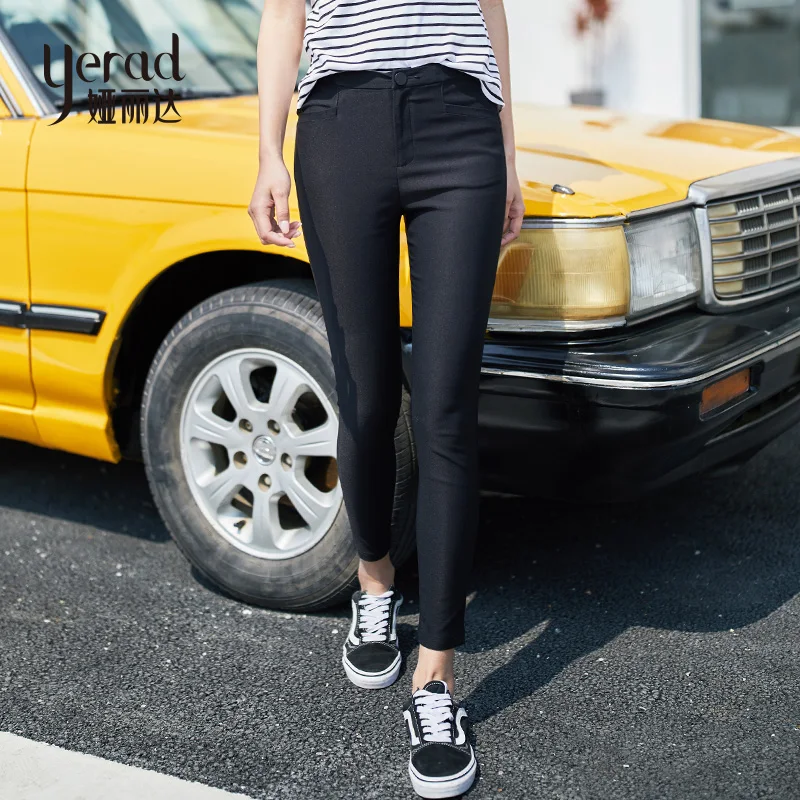 

YERAD Summer New Women Ankle Length Black Pencil Pants Straight Fitness Tight Pants Slim Stretchy Trousers