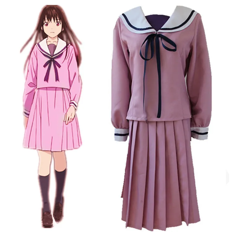 

Anime Noragami Iki Hiyori School Uniform Cosplay Costume Full Set Sailor Suit ( Top + Skirt )
