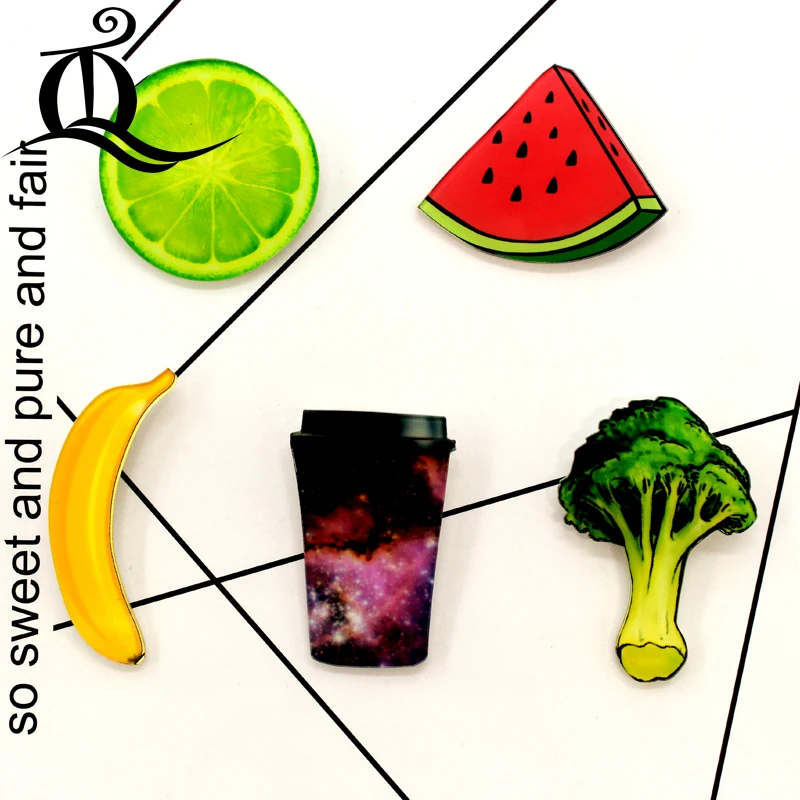 

JL 1PCS MIX fruit banana Cartoon Icons on The Pin Kawaii Icon Badge Bacges on Backpack Badges for Clothing Acrylic Badges 62