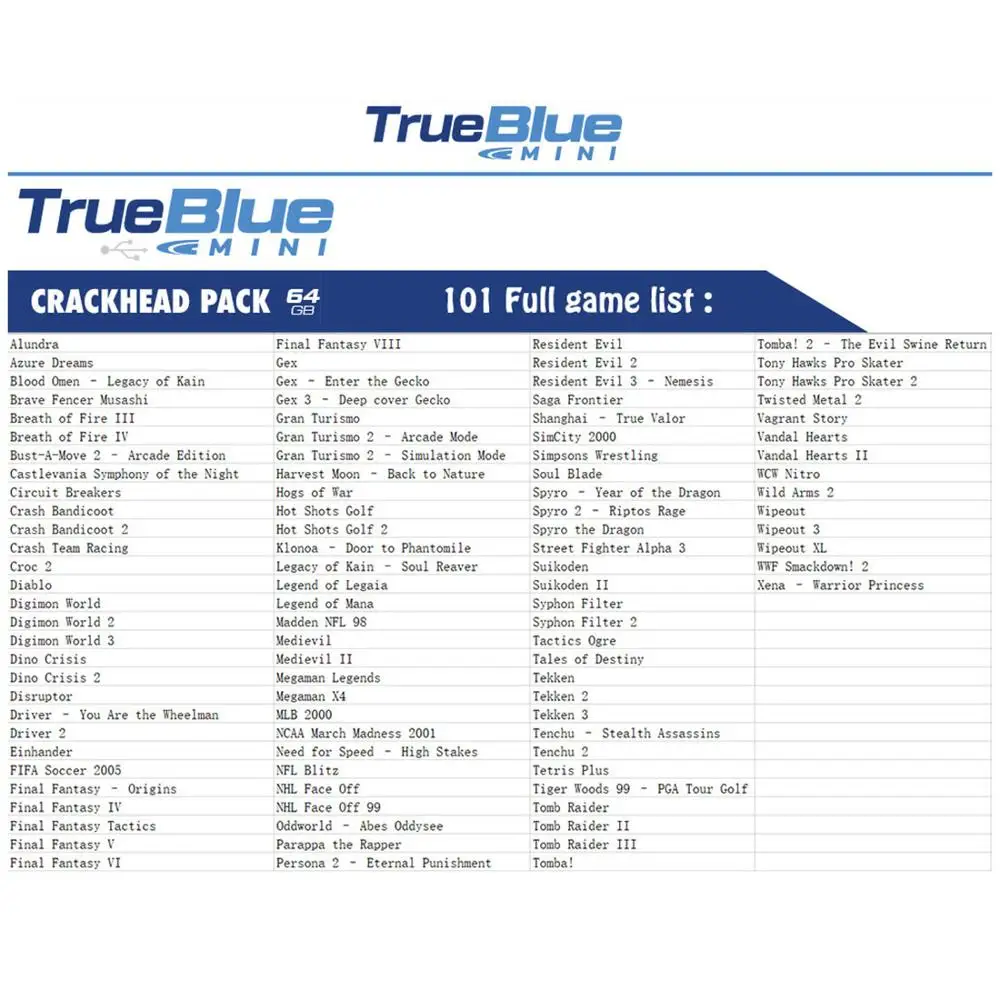 HOBBYINRC 64 Гб темно синий мини Crackhead пакет для PlayStation классические игры и аксессуары
