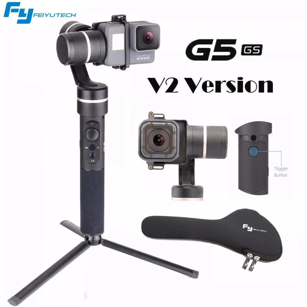 

Feiyu G5 V2 Updated 3 Axis Splash Proof Handheld Gimbal for GoPro Hero 6 /5 /4 /3 /Session H9R SJ4000 with EACHSHOT Mini Tripod