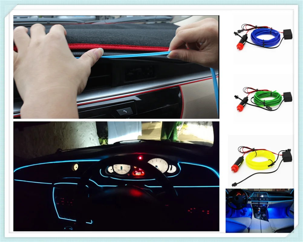 3m / car cigarette lighter 12V LED cold light line decorative strip for