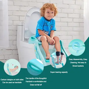 

Toddler Potty Training Seat Easy to Assemble Adjustable Stair Toilet Seat with Stool Ladder Comfortable Handle Splash Guard for
