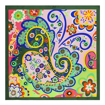 

ionasi Women Scarf Plain Silk Square Scarves Cashew Printed Bohemian Design Small Hijab Lady Bandana Female Foulard 60cm x 60cm