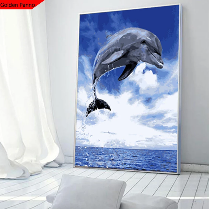 

Golden Panno,Needlework,DIY Cross stitch,Sets For Embroidery kit 14ct unprinted dolphin cross-Stitching,christmas 1011