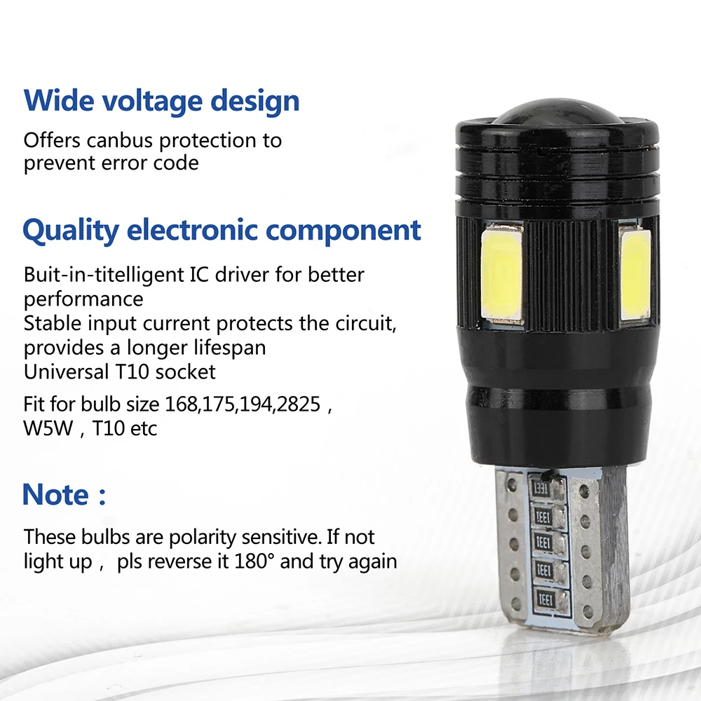 2 шт. T10 светодиодный светильник Canbus без ошибок W5W светодиодный 6SMD 5730 светодиодный светильник ширины супер яркий автомобильный внутренний зазор парковочные огни для автомобиля