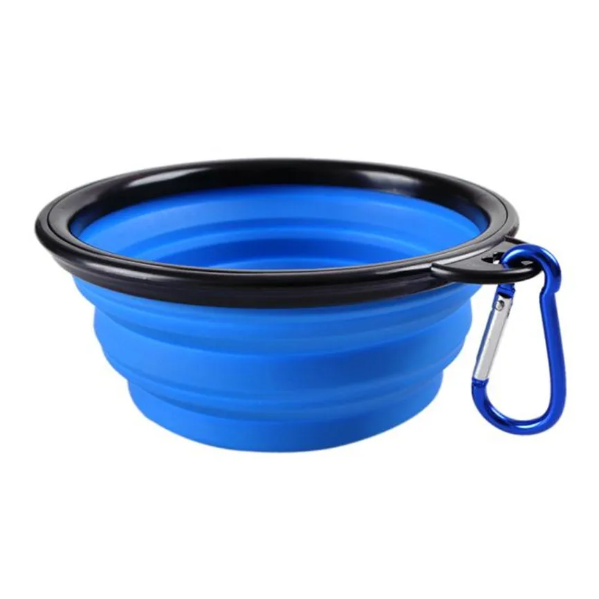 Походная миска для собак Портативный складываемый складной питомец кошка собака подача воды пищи путешествия наружная чаша Oct#2 - Цвет: Blue