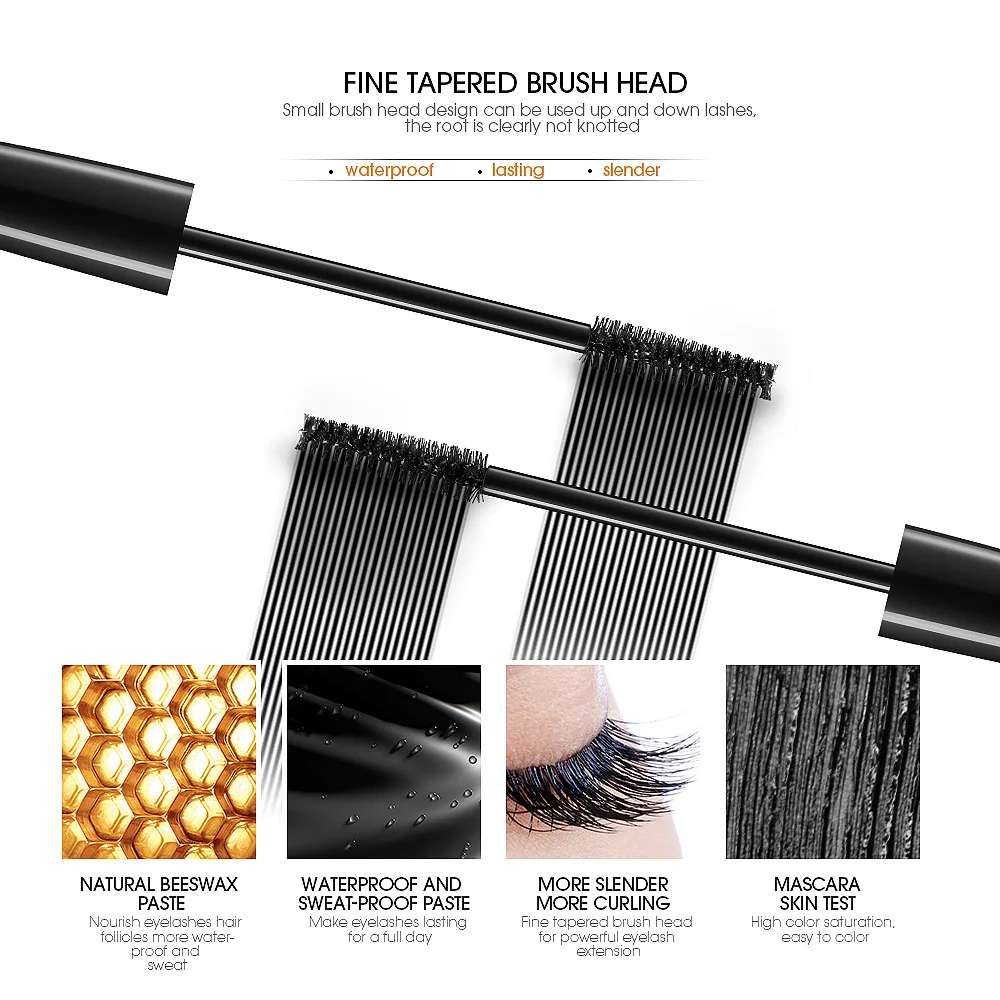 HENLICS набор для макияжа глаз Тушь + Черный Eye Liner Pencil Make Up Brush Tool 24 часа Долгое