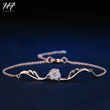 Романтический браслет-цепочка с крыльями ангела для женщин AAA+ CZ розовое золото цвет серебряный цвет модные украшения Рождественский подарок для девочки H081