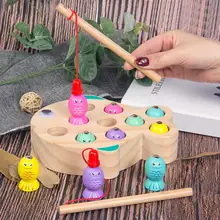Creative Wooden Magnetic Fishing Game Fun Toy Early Learning Educational Toys Birthday Gift for Children Toddler