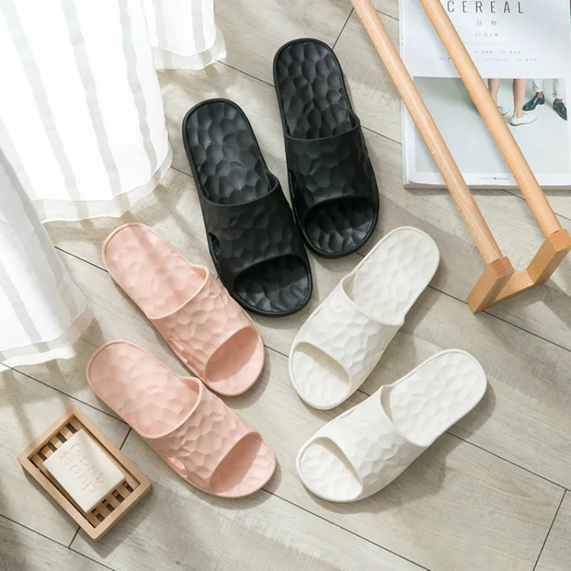 Review Top  2020 New Fahsion Men Slippers Solid Home Shoes Men Bath Slippers Comfortable Anti-slip Shower Coupl