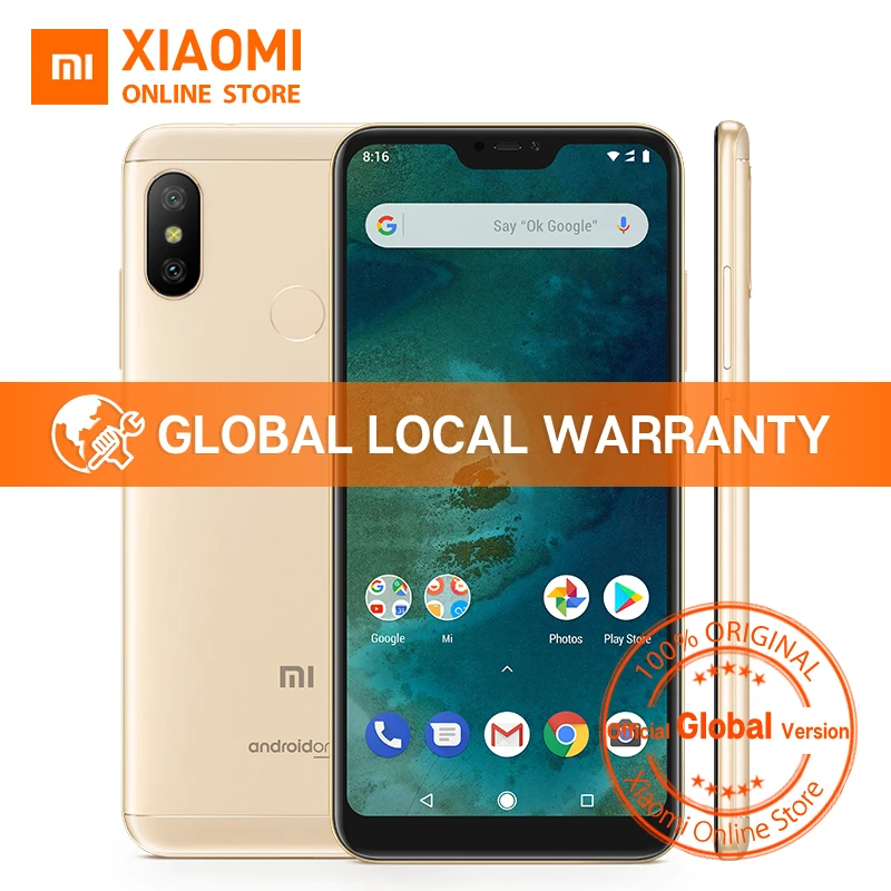 

Global Version Xiaomi Mi A2 Lite 3GB 32GB 5.84" Full Screen Snapdragon 625 12MP+5MP Dual Camera Android One 4000mAh Cellphone