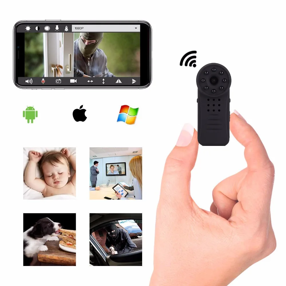 

Mini Camera 1080P HD Wide View Angle Video Recorder Wireless WiFi Camera IR Night Vision Camera Tiny Security Camera Remote View