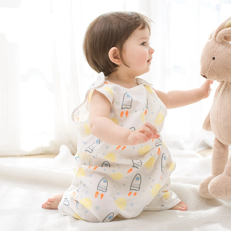 Муслиновый хлопковый детский спальный мешок для малышей 0-4 лет, спальный мешок без рукавов, детский конверт, одежда для сна