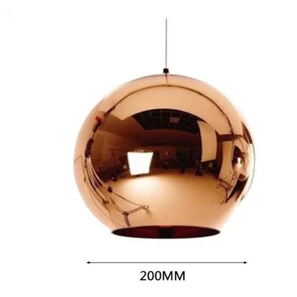 Современный подвесной светильник, Круглый глобус, подвесной светильник, медный стеклянный зеркальный шар, подвесной светильник для кухни, гостиной, светильник, светильник - Цвет корпуса: D200mm copper