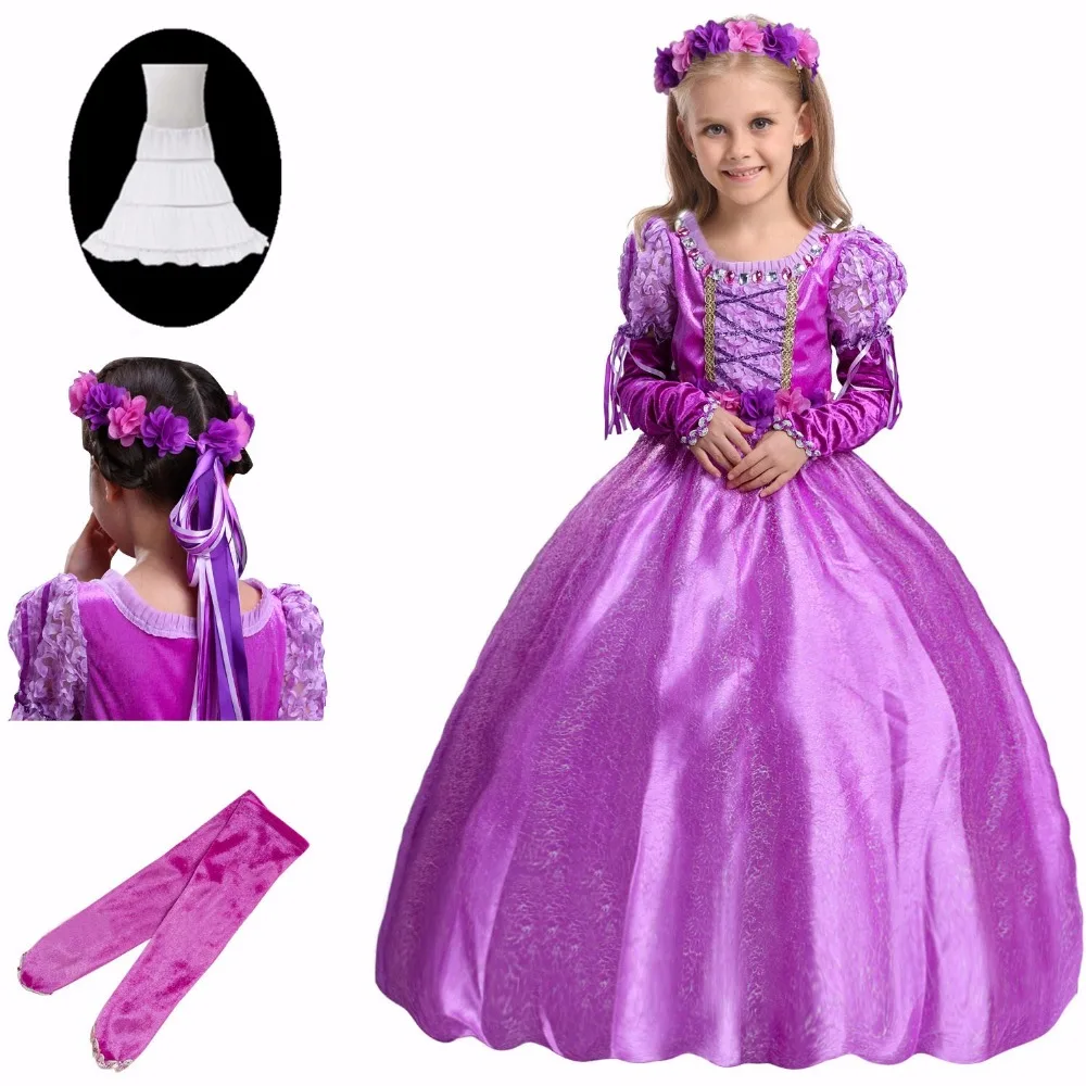 Buy Kids Girls Princess Tangled Rapunzel Dresses Full Ball Gown Long Party