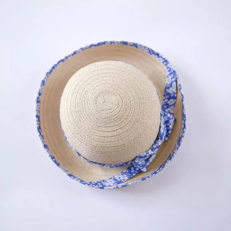 Соломенные короткий край шляпы от солнца с бантом для девочек ручной работы Детская кепка наивысшего качества для девочек солнцезащитные кепки KidsTravel шляпа