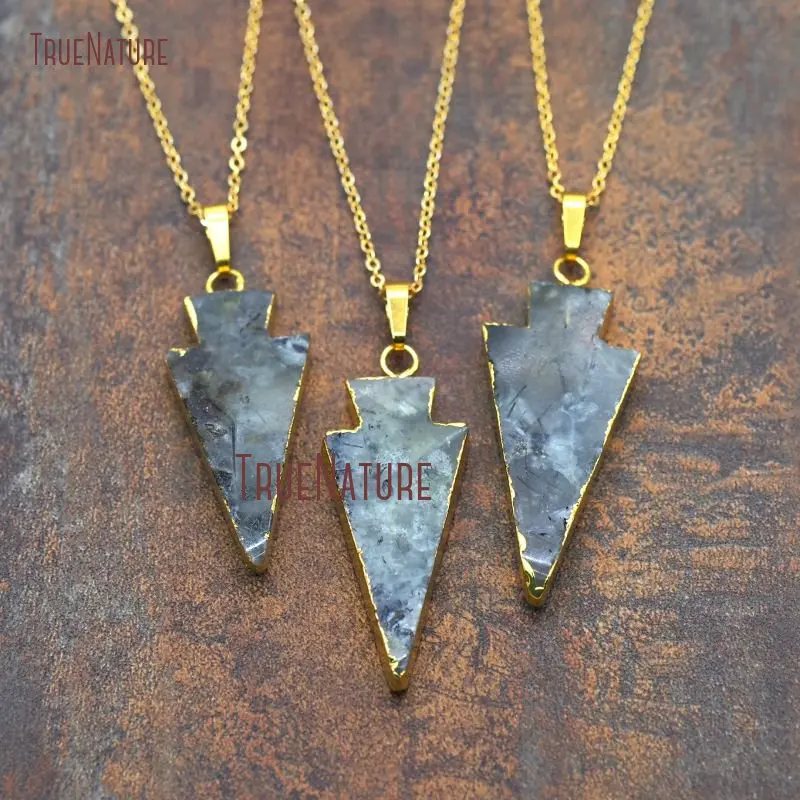 20171019-NM8017- Prehnite Necklace Gold Plating  Arrowhead Necklace-18inch-13.22g_2