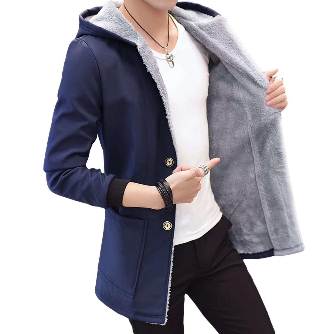 Buy Brand Mens Wool Liner Winter Windbreaker Warm