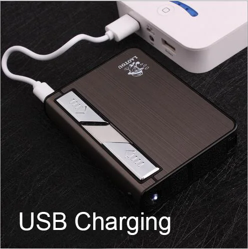 Индивидуальная металлическая Автоматическая сигаретная коробка USB зарядная