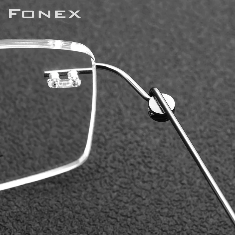FONEX мужская оправа без оправы из титанового сплава квадратные очки по рецепту и