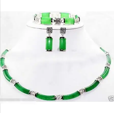

Hot sale new Style >>>>>New Jewelry Green Jade Link Necklace Bracelet earrings set