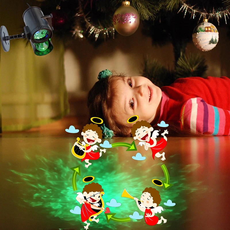 Водонепроницаемый анимированный Рождественский проектор с пультом дистанционного управления 12 слайдов праздничное освещение для