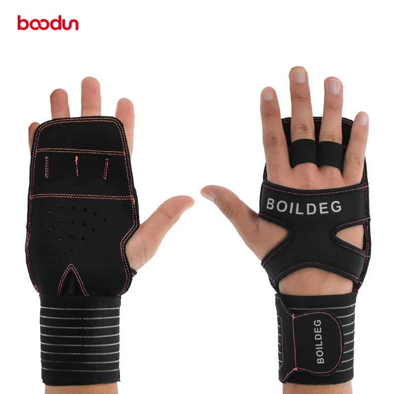 Boodun Gym Gloves Men Women Body Building half Finger Fitness Gloves An-slip Weight Lifting Sports Training Fingerless Gloves