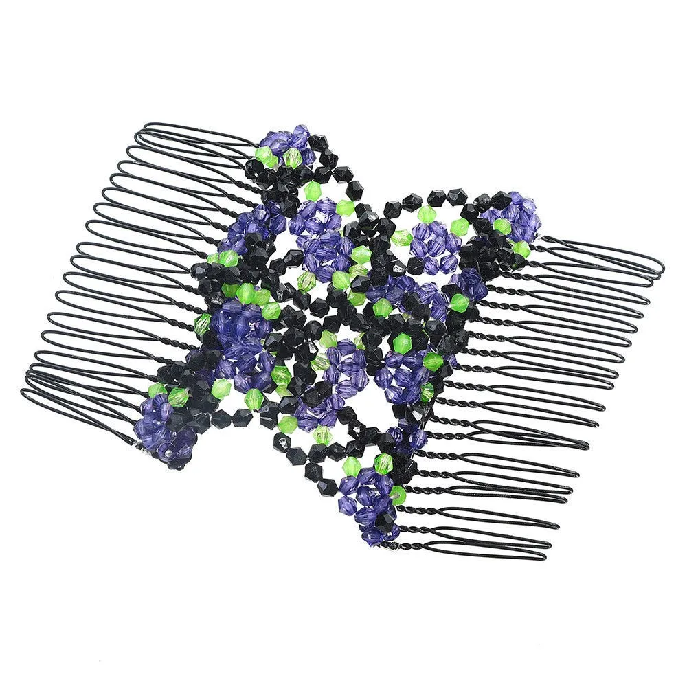 Женский двойной гребень для волос, волшебные бусины, эластичная заколка, эластичные гребни для волос, модные аксессуары для волос, резинки для волос