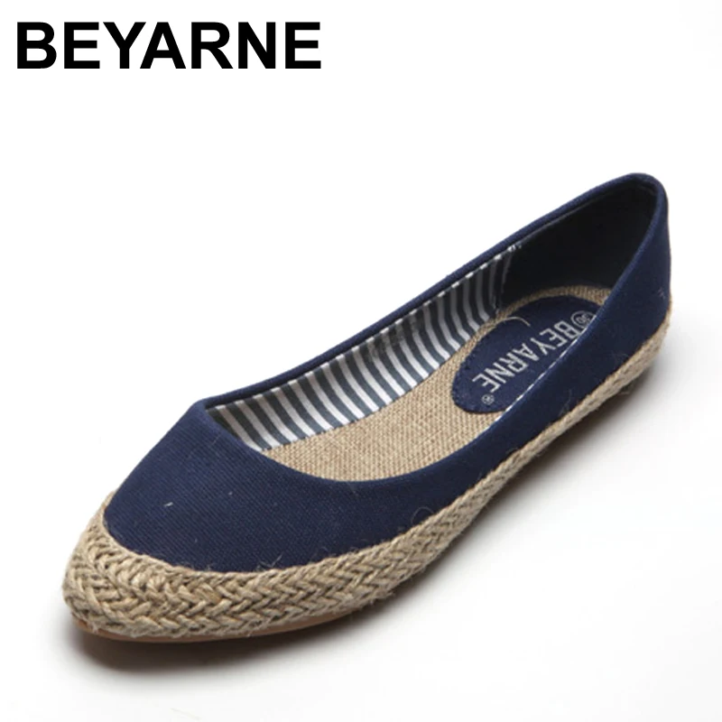 BEYARNE בתוספת גודל מזדמנים שטוחות נוחות 41 cavans אופנה נעלי אחות נעלי בטלן עצלן נהג קצין pp קש נעל