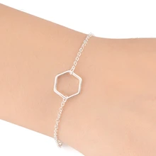 Jisensp Лидер продаж Простой Браслет-манжета минималистский стиль геометрический браслет ювелирные изделия Простой браслет из шестиугольников pulseira feminina