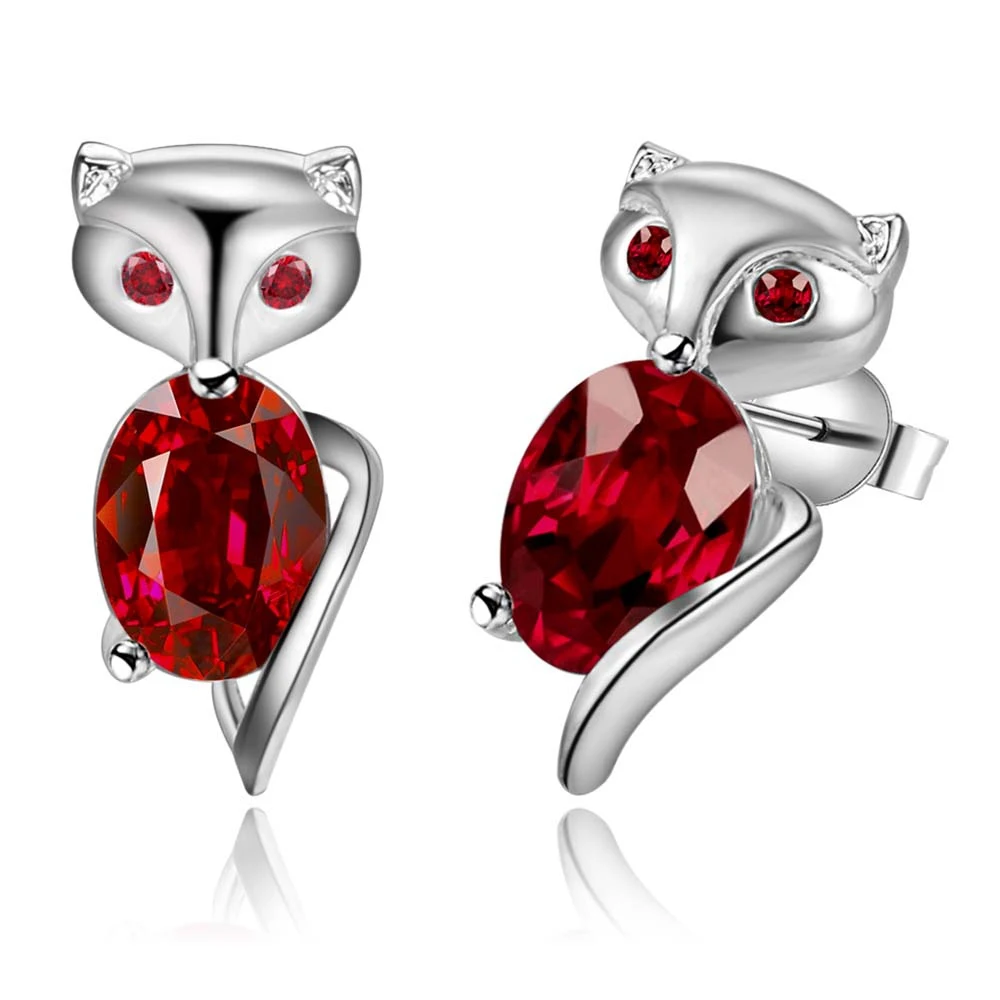 

big dark red zircon fox Top quality free shipping silver plated Earrings for women fashion jewelry /URGXEWRI WBXLLEMX