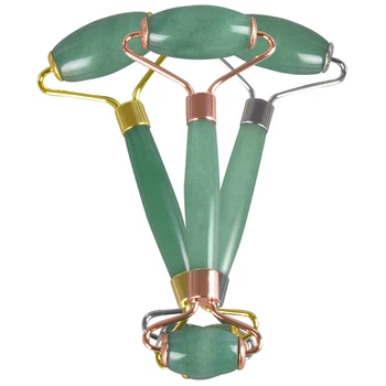

The New Jade Metal Lock Roller Face Scraping Tool Gua Sha Natural Aventurine Massage Body Face Healing Stone Health Care Beauty