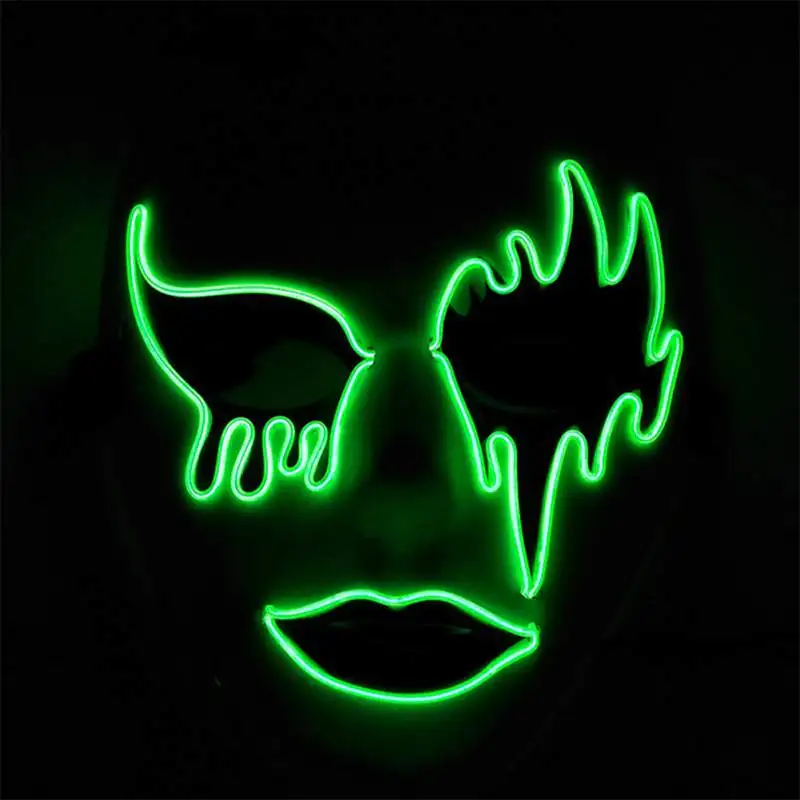 

Halloween Party Mask Cosplay Glowing Grimace EL Mask LED Light Flashing Skeleton Halloween Rave Party Decoration