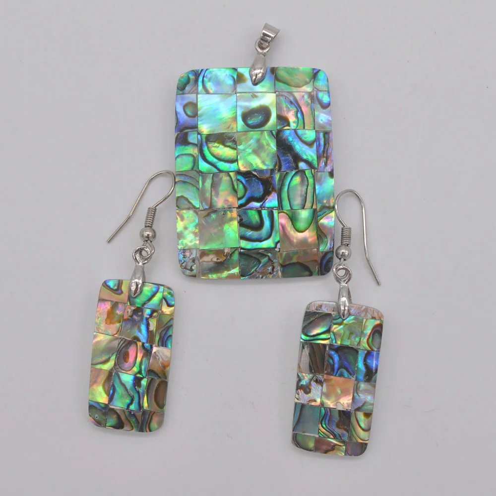 New Zealand Abalone Shell Pendant Earrings Set Fashion Jewelry S125in