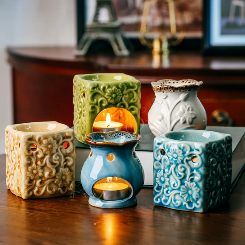 

Ceramic incense burner Essential oil lamp Scented aromatic home Office incense Home Decoration Ceramic Aromatherapy Furnace