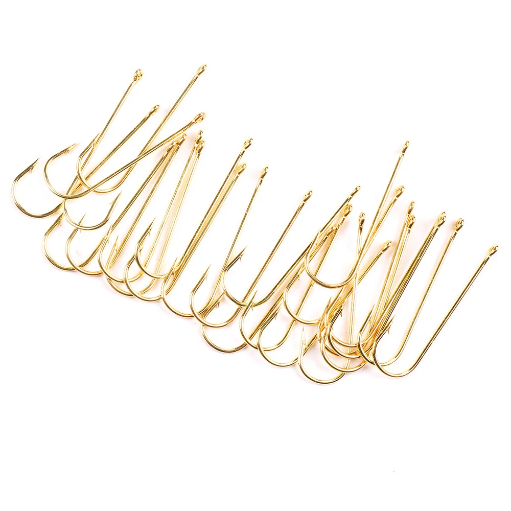 500Pcs MIZUGIWA High Carbon Steel Fishing Hooks Set in Fly Fishhook Barbed  With Hole Jig Crank Big Bass for Soft Fishing Lure
