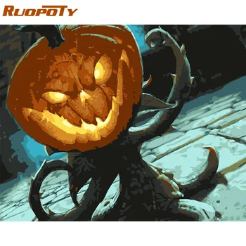 

RUOPOTY Frame Halloween Abstract DIY Painting By Numbers Kits Acrylic Paint On Canvas Modern Wall Art Picture For Home Decors